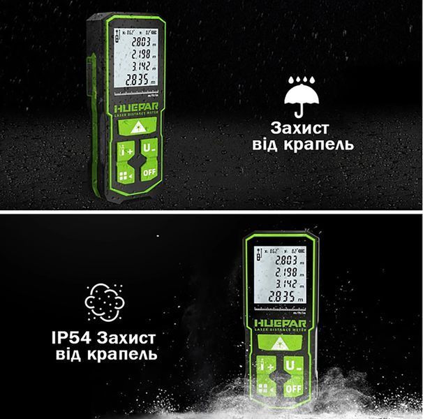 Лазерный дальномер Huepar S100-G с аккумуляторами