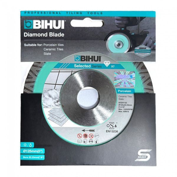 Диск алмазний Bihui Core B-Velocity Porcelain 125x1,4x22,23 мм для КШМ 125 мм DCDV125 фото