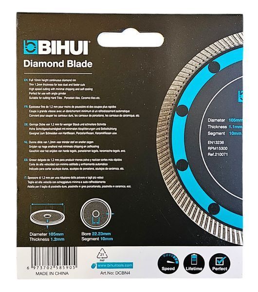 Алмазный диск Bihui Super Thin Turbo 105 мм (DCBN4) DCBN4 фото